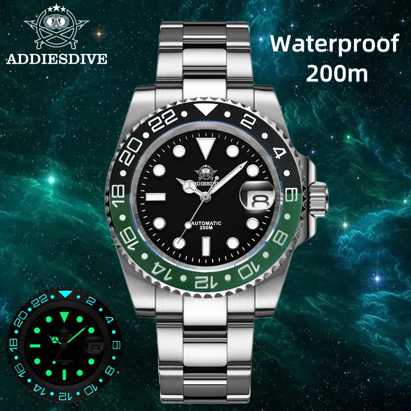 

ADDIESDIVE Men's Automatic Watch nh35 Mechanical Movement Luminous Ceramic Bezel Luxury Watches Sapphire 200m Waterproof Diving