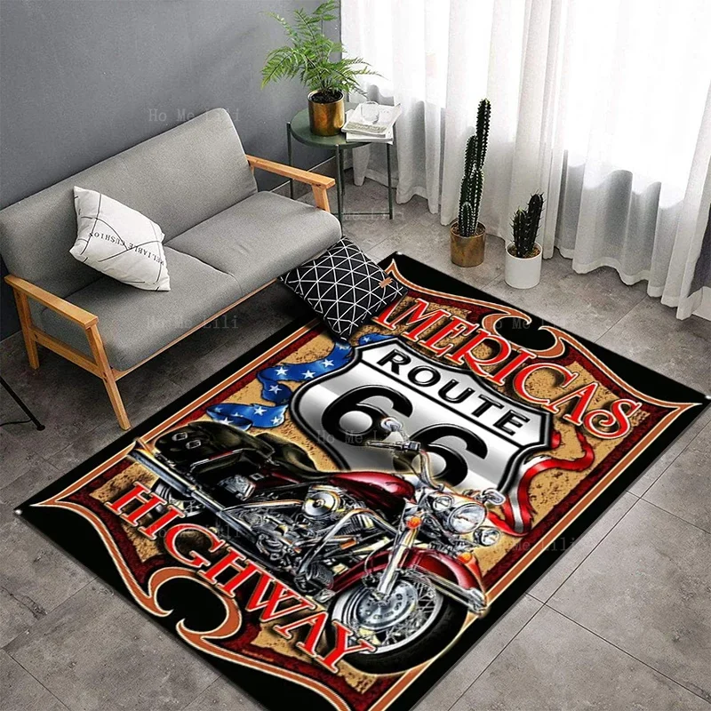 Route 66 Is One Of The Most Famous Highways In The United States Non Slip Flannel Floor Rugs By Ho Me Lili