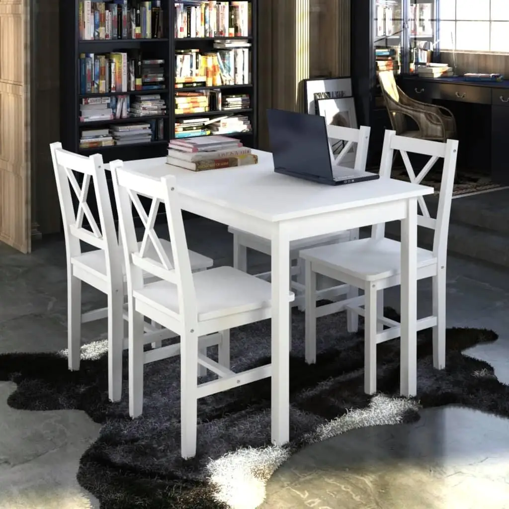 Modern 5-Piece White Dining Set for Stylish Homes - Table and Chairs Included