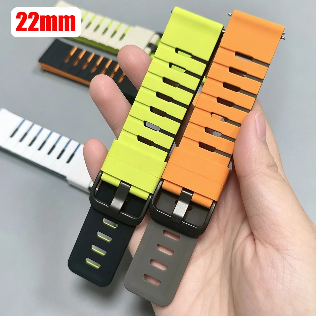 Soft Rubber 22mm Watch Strap For HUAWEI WATCH GT 7 6 5 Pro GT7 6 5 4 GT 3 Pro 46mm/Wacth 5 4 3 Pro HONOR Watch GS Bracelet Band