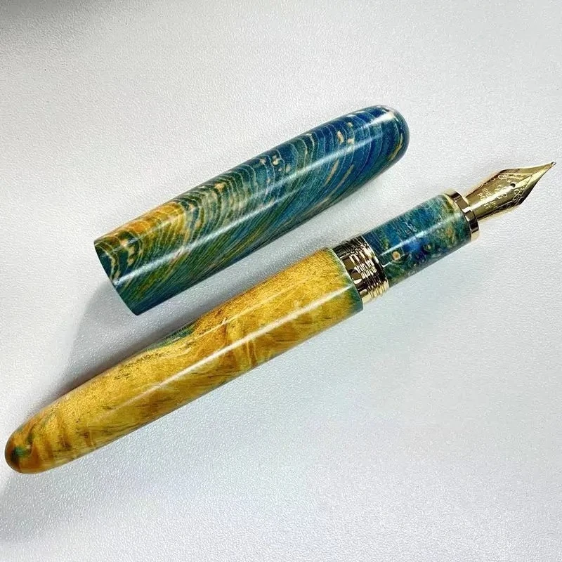

Handmade LacquerJinhao Pattern Stabilized Wood Fountain Pen Long Knife Nib Ink Pen School Office Supplies Students Writing Gift