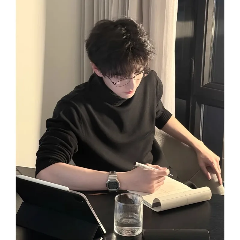 

Bla High Collar Thiened Knitted Sweater Men's Lazy Sle Winter Base Layer irt Casual Comfortable Breathable Color