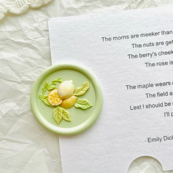 Lemon fire seal copper head frosted multi-layer 3d embossing envelope invitation wax seal stamp children&#x27;s handmade Diy stamp toy
