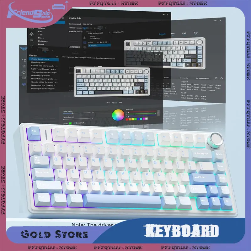 

F75 Mechanical Keyboard Bluetooth Wired RGB PBT 75% /2.4G Wireless Layout OEM Profile Gasket Pc Gaming Keyboard Office Supplies