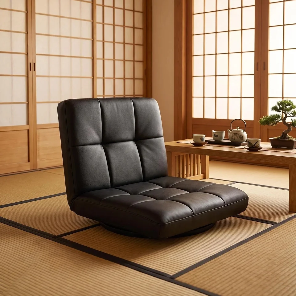 Leather Chair 360 Degree Swivel Living Room Furniture Meditation