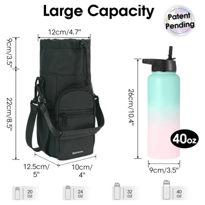 

New Water Bottle Holder with Strap 40oz Water Bottle Pouch Insulated Water Bottle Carrier Sling Bag Outdoor Portable Storage Bag