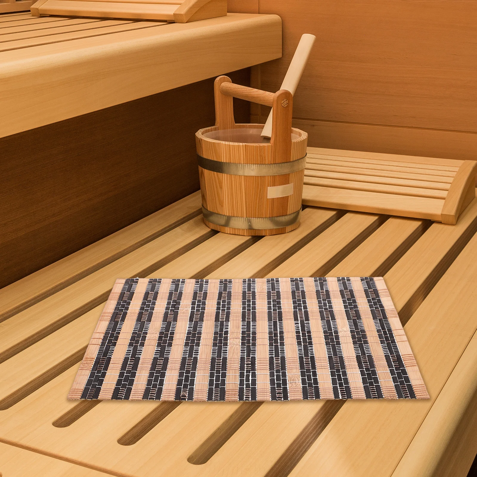 

5Pcs Bamboo Sauna Mats Heat Insulation Thick Waterproof Cushions for Spa Shower Room Bath Use Sauna Mats