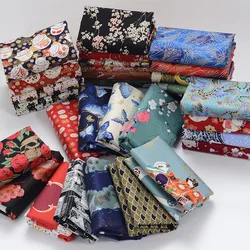Bronzing Japanese Fabric Cotton By Meter for Children's Clothing Kimono Skirts Sewing Skin-friendly Printed Flower Pattern Cloth