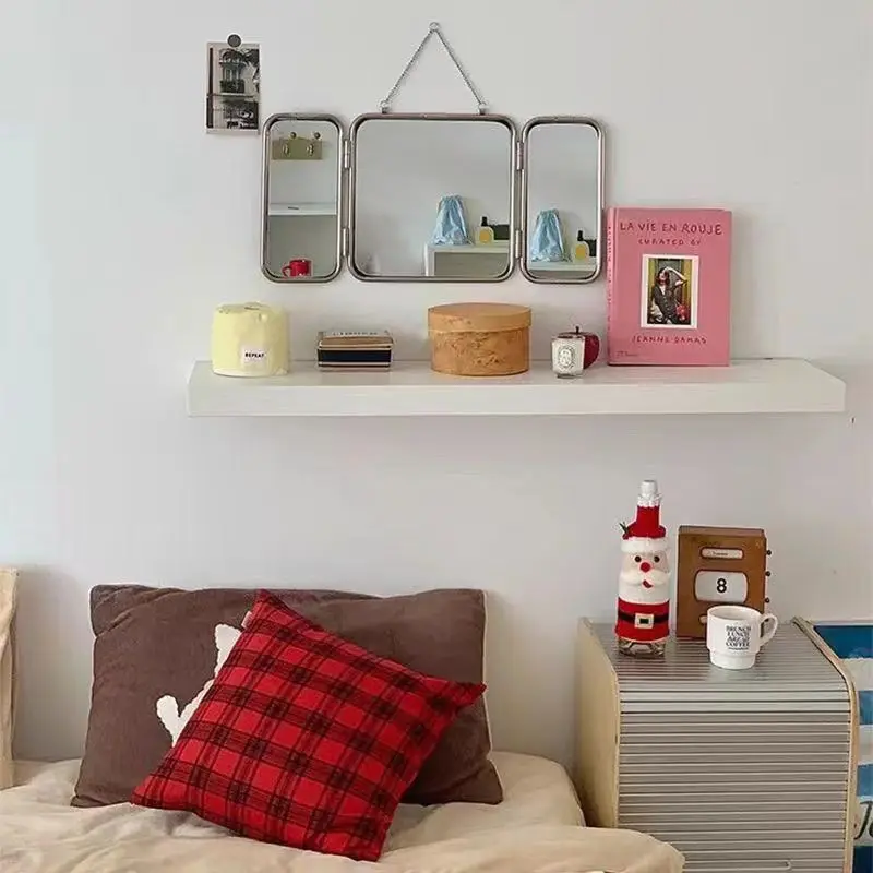 Stainless Steel Mirror Foldable Wall Mounted Mirrors Modern Minimalist Bedroom Mirror Portable Home Decor Mirrors for Makeup