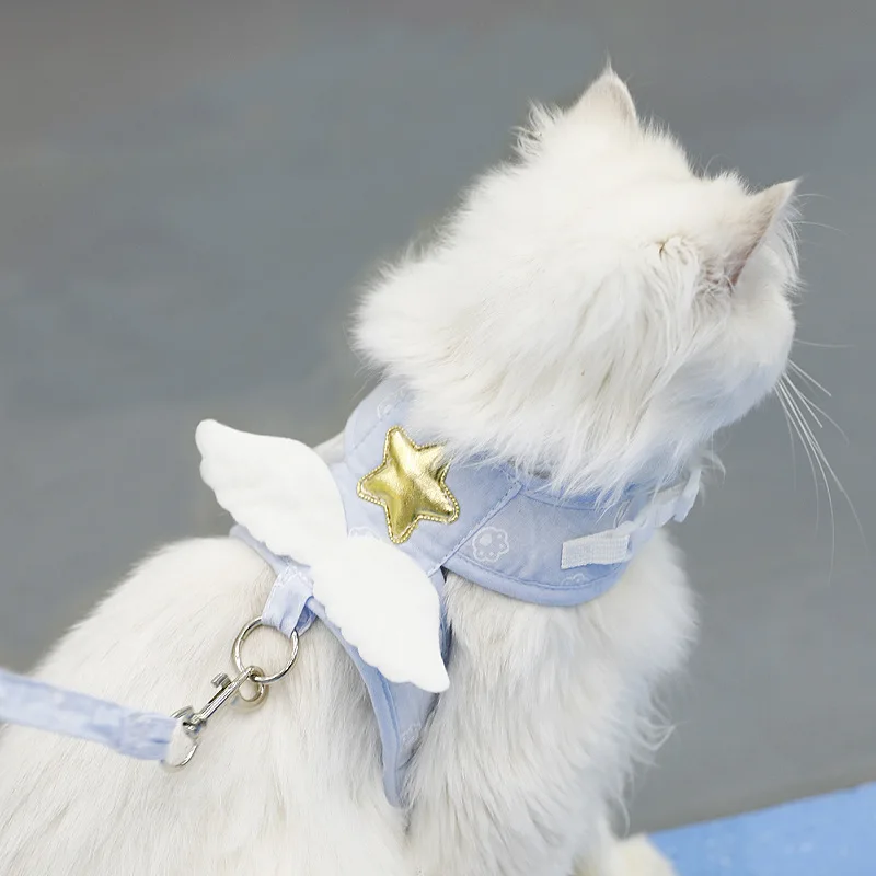 Cat Dog Harness Necklace Leash Collar Pet Items Accessories Kawaii Angel Wing Vest Harness For Dogs Cats Personalized Supplies