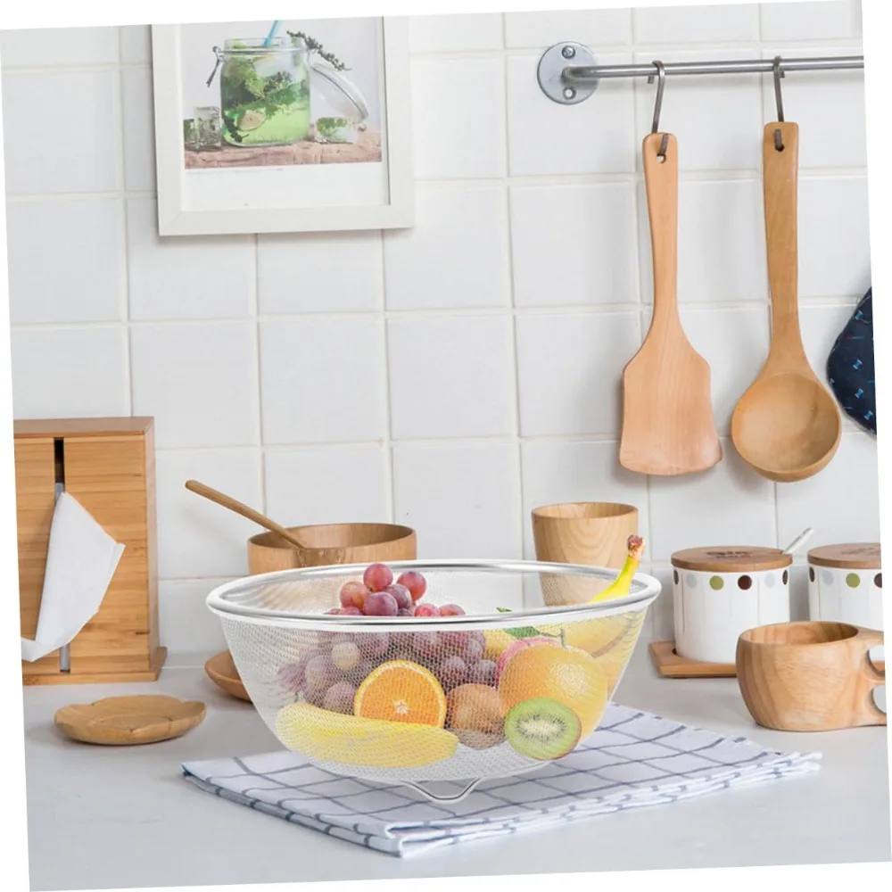 Stainless Steel Mesh Sieve Draining Basket Household Kitchen for Washing Rice Vegetables Fruits Multi Function Easy Clean - Image 6