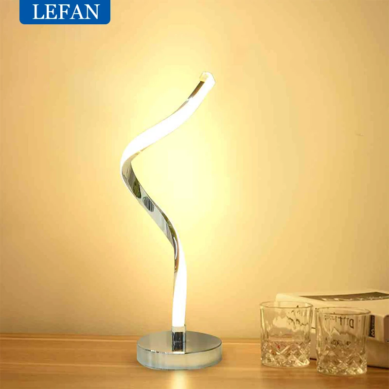 Imagem -04 - Modern Led Espiral Table Light White Warm Light Sala de Estar Acrílico Metal Proteção para os Olhos Leitura Learning Desk Abajur Lamp