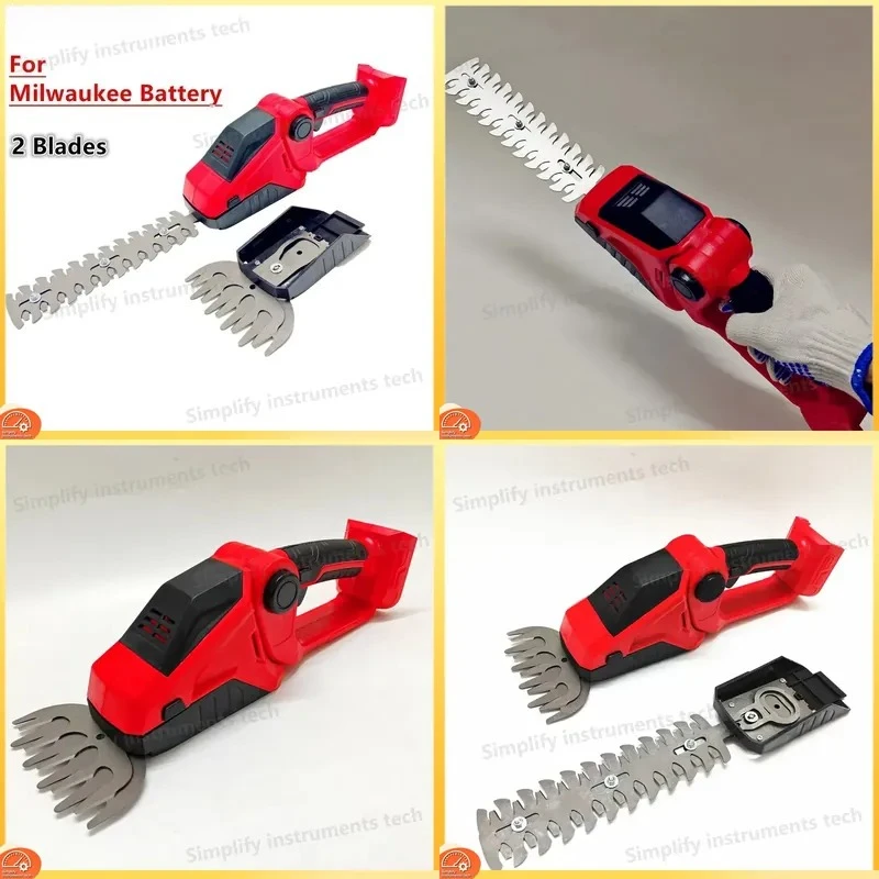 18V Cordless Hedge Trimmer 2-in-1 Grass Shears Shrub Trimmer Weeder Lawn Mower Pruner Power Tool for