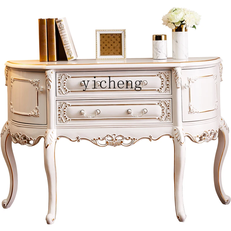 XL European-style entrance cabinet French solid wood entrance table home American high-end decorative cabinet