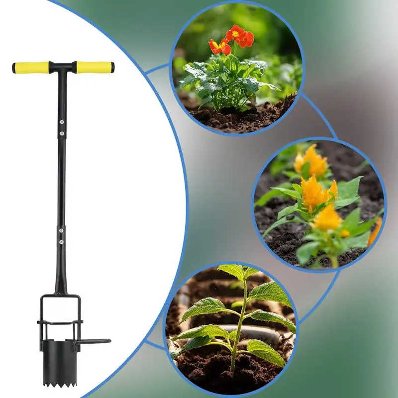 Outil de jardinière d'ampoule de jardin, transplantateur de jardin avec longue poignée, pelle ergonomique en acier polyvalente de précision Portable pour le sol
