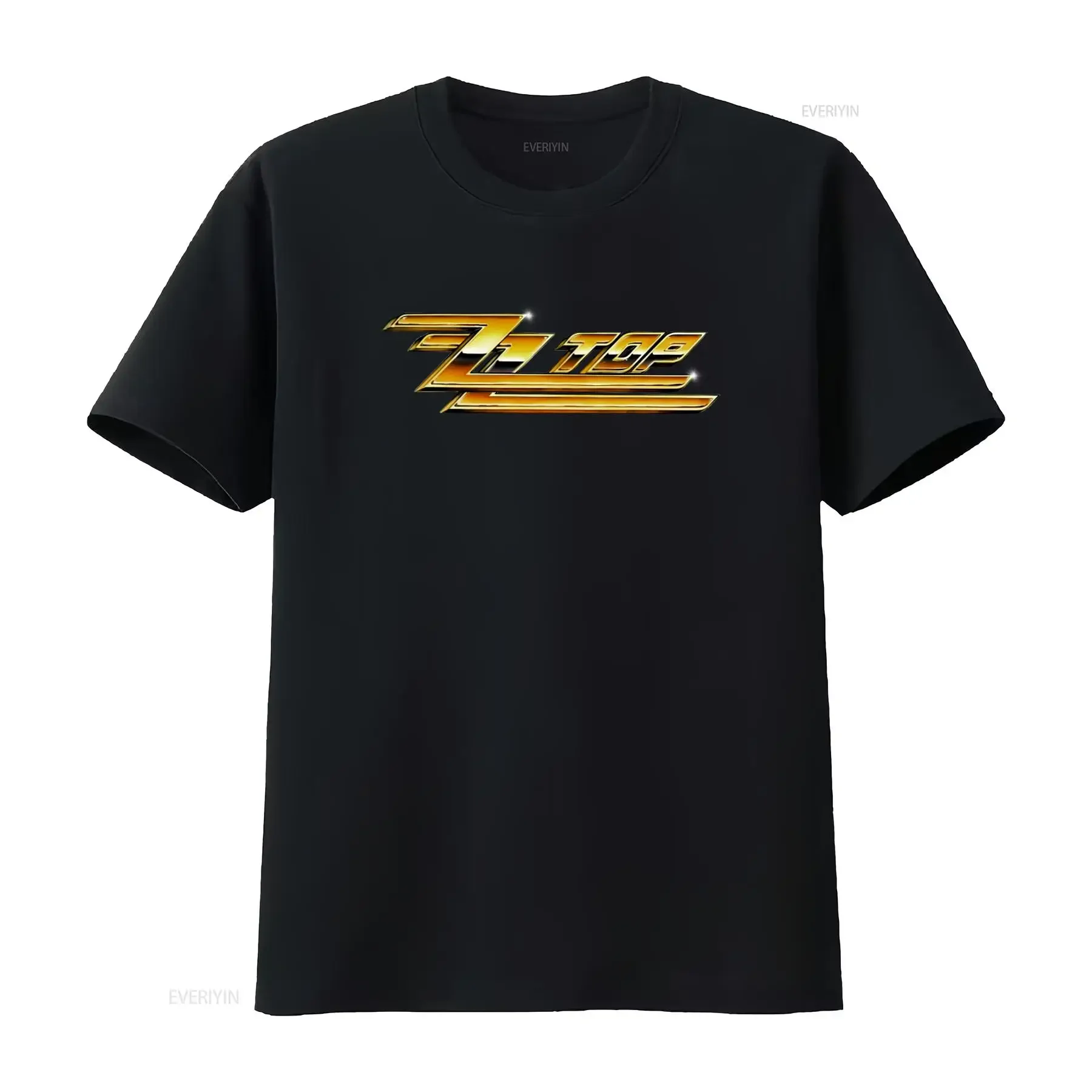 ZZ Top Band Name Logo In Gold T Shirt Rock Music Merch vintage Washed Stylish homme Versatile graphic Top For Everyday Wear