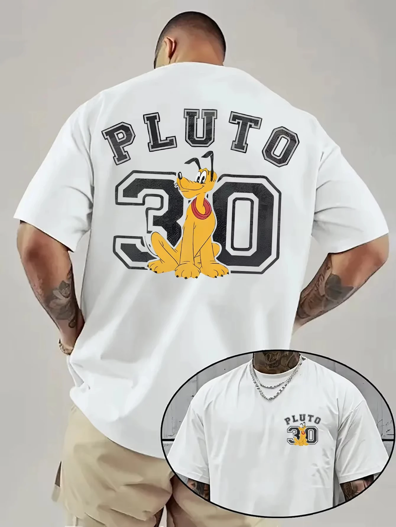 ديزني بلوتو تي شيرت مطبوع الرجال موضة الاتجاه الأعلى للرجال والنساء جميع المواسم القطن طاقم الرقبة قصيرة الأكمام