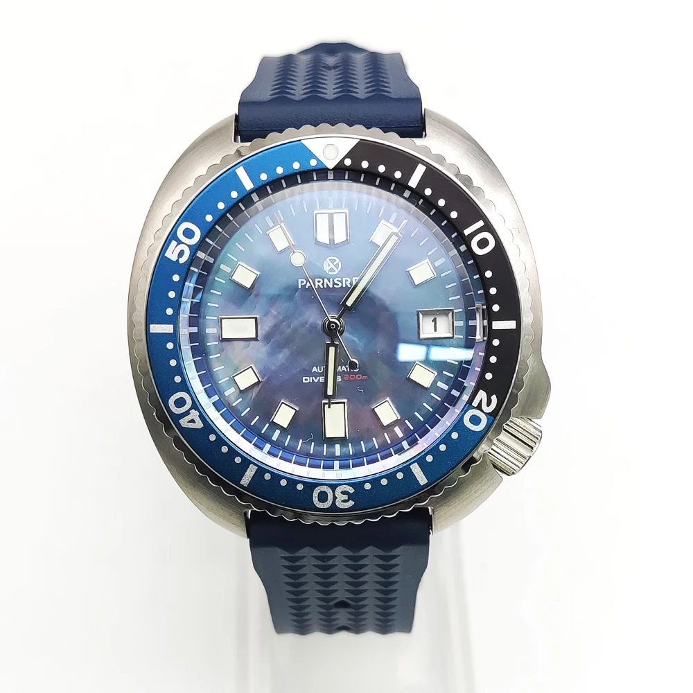 Imagem -06 - Parnsrpe-mens Luxury Diver Ver Pequeno Abalone Mecânico Automático Movimento Japão Nh35 Asséptico Dial Sapphire Glass