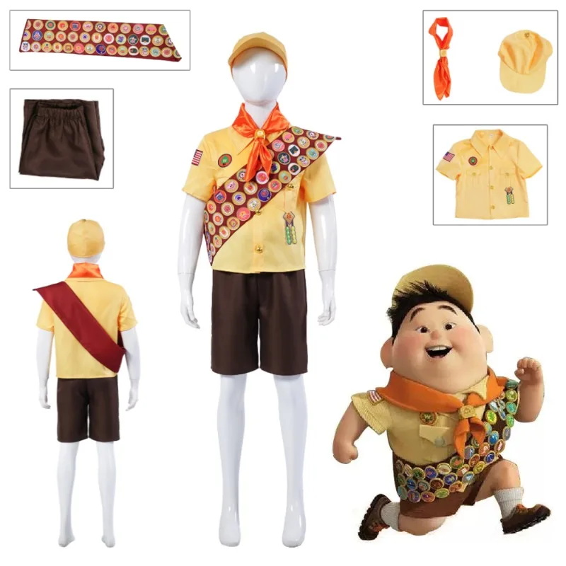 

Junior Scout Cosplay Set Boy Explorer Safari Outfit Compass Pin Utility Belt Sash Animal Badge Banana Clip Prop For Party
