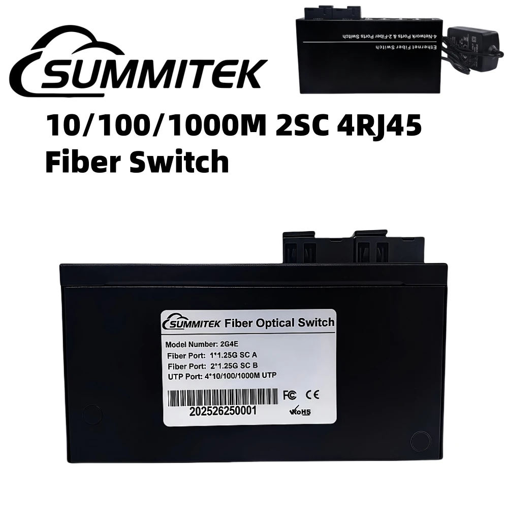 

SUMMITEK Gigabit Ethernet-переключатель Волоконно-оптический медиаконвертер Single Fiber 4RJ45 2SC(BA) 10/100/1000M