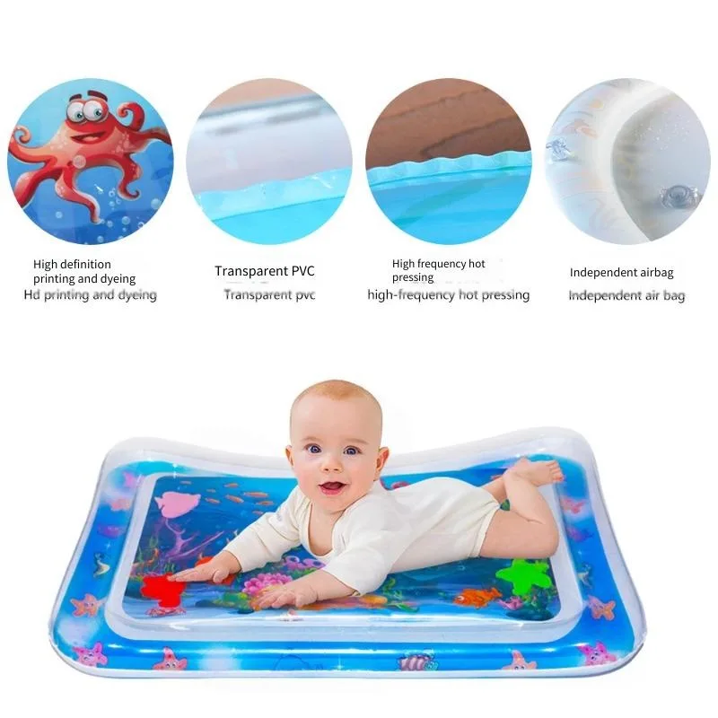 

Square Inflatable Splash Pad for Babies Large Kids Water Play Mat Cooling Tummy Time Crawling Activity Air Cushion