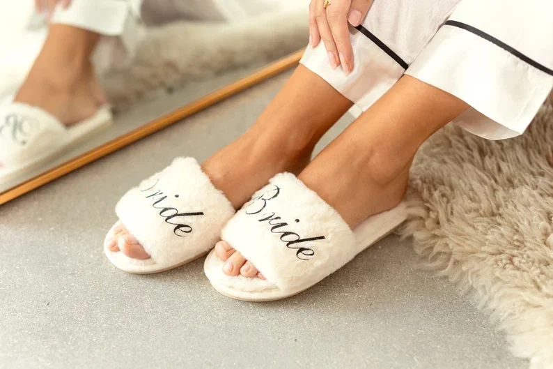 I Do Crew Bridesmaids Slippers Fluffy Slippers I DO for Bride Cozy Slippers Personalized Gift Birthday Gift Custom Women Fluffy