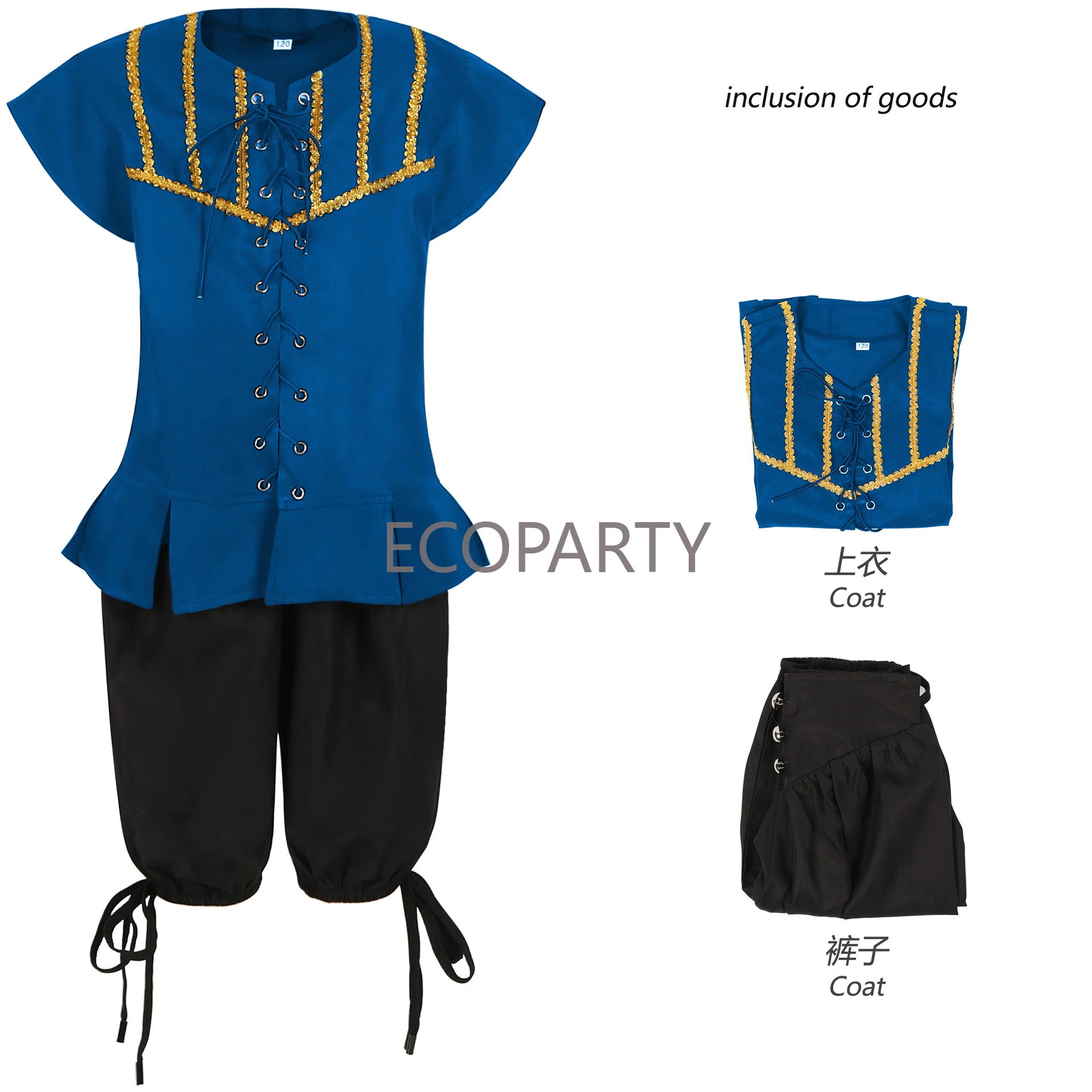 Piraten Kostuum Voor Kind Halloween Cosplay Uniform Renaissance Steampunk Korte Mouw Kanten Broek Outfits Halloween Kleding