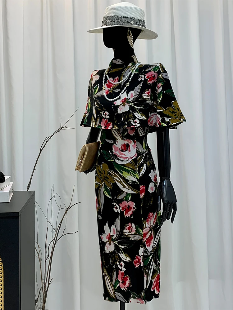 

Китайский модный комплект из двух предметов: плащ с цветочным принтом и юбка с завышенной талией, весенне-летний модный ансамбль для женщин 25-35 лет