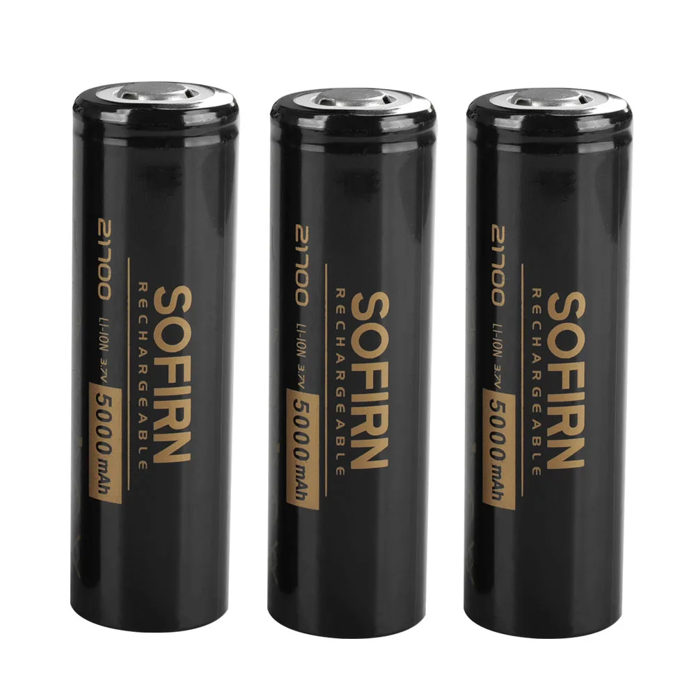 Sofirn 21700 5000mAh Battery Flat/Tip Head 3.7V 48A 10C Discharge HD Cell Lithium Reall Capcaity