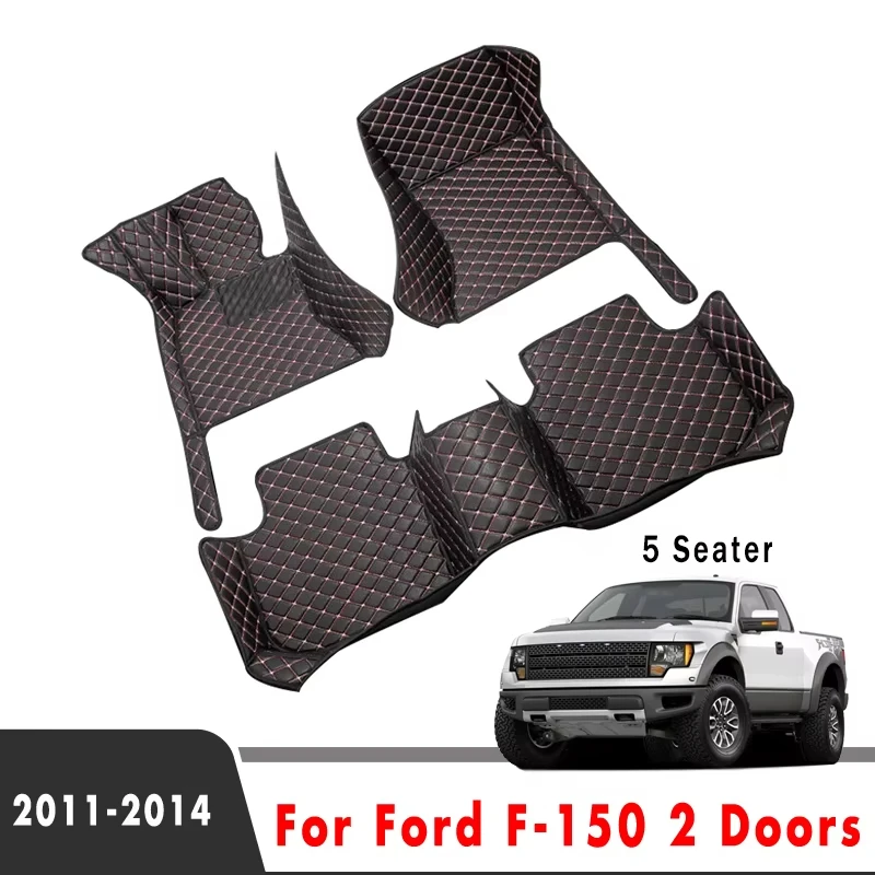 Custom Car Floor Mats For Ford F-150 F150 F 150 2014 2013 2012 2011 2 Doors (5 Seater)Carpets Leather FootPads Cover Rugs