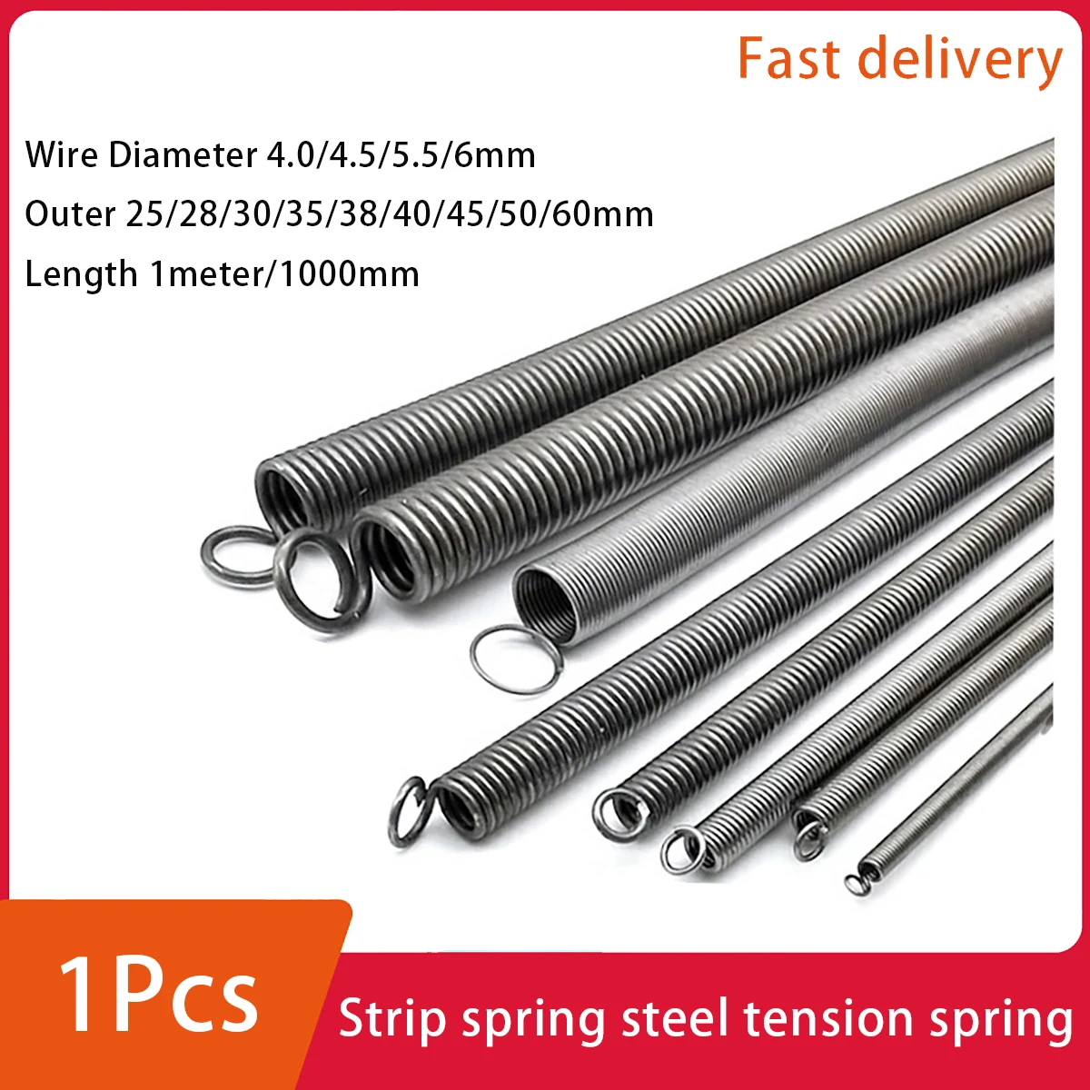 

1 Meter Long Strip Spring Slender Soft Steel Tension Spring Band Ring Hook Wire Diameter 4/4.5/5.5/6mm Outer Dia 25-60mm