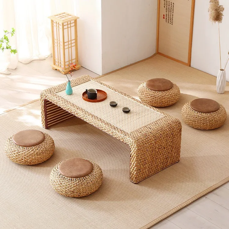 Tatami coffee table floor low  rattan coffee  Japanese zen kang balcony table bay window table household small