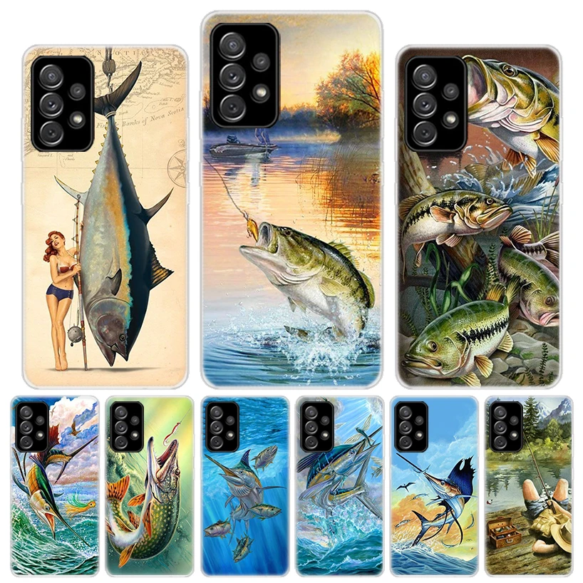 Offshore Angling Fishing Fish Rod Silicon Call Phone Case For Samsung Galaxy A51 A50 A71 A70 A41 A40 A31 A30 A21S A20E A10 A6 A7