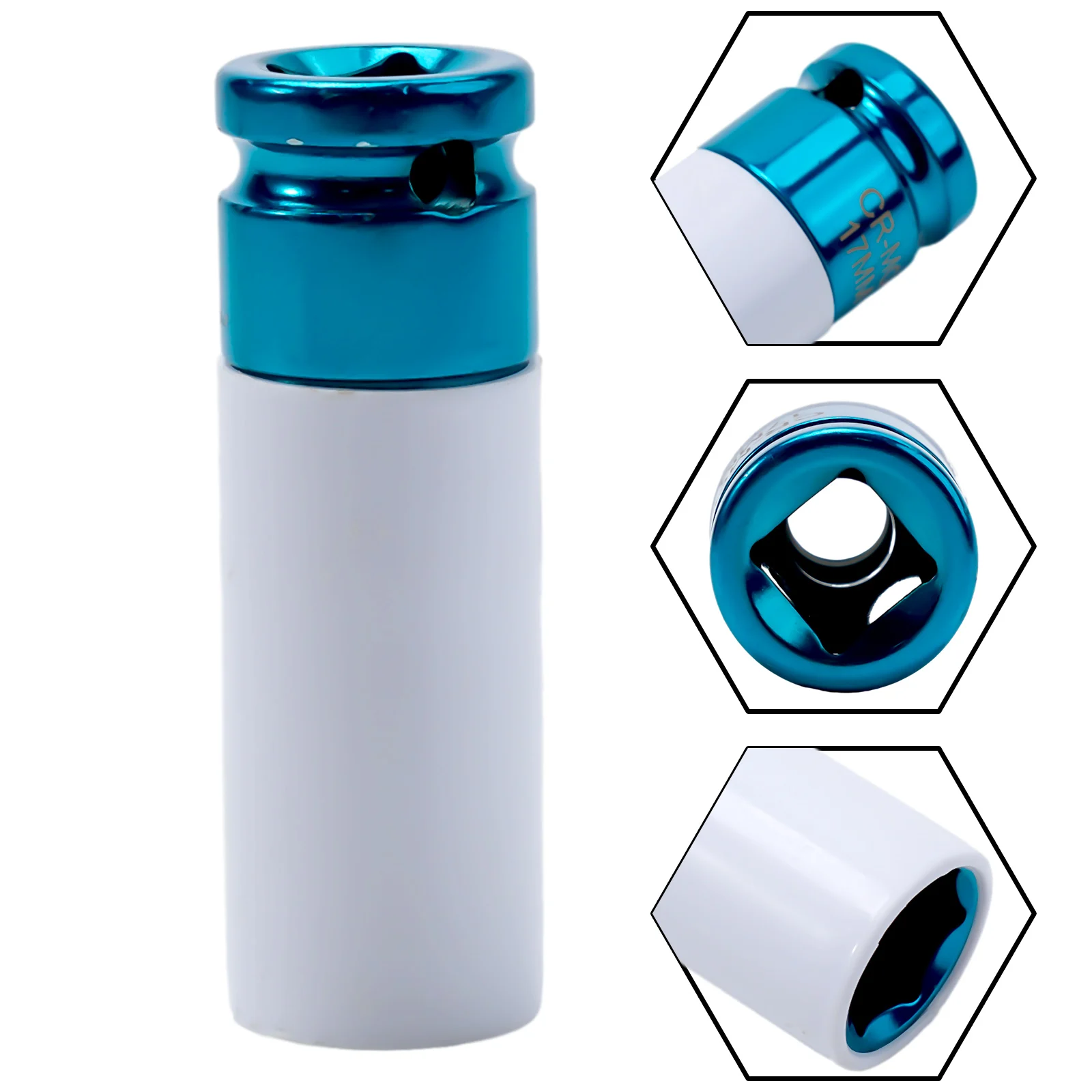 1PC 17/21mm Hex Sockets Colorful Sleeve Tire Protection Sleeve Wall-Deep Impacts Nut Socket Alloy Wheel Pneumatic Wrench Tire