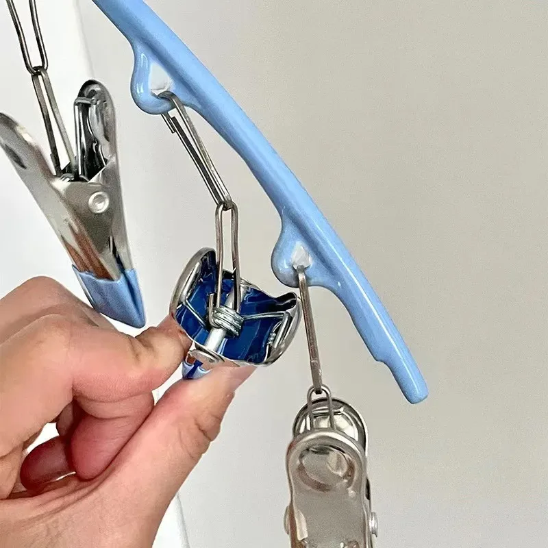 10 Clips Stainless Steel Sock Clip Pace-Saving Arc Sock Drying Rack Windproof Non-slip Clothes Rack Underwear Clip Towel Hanger