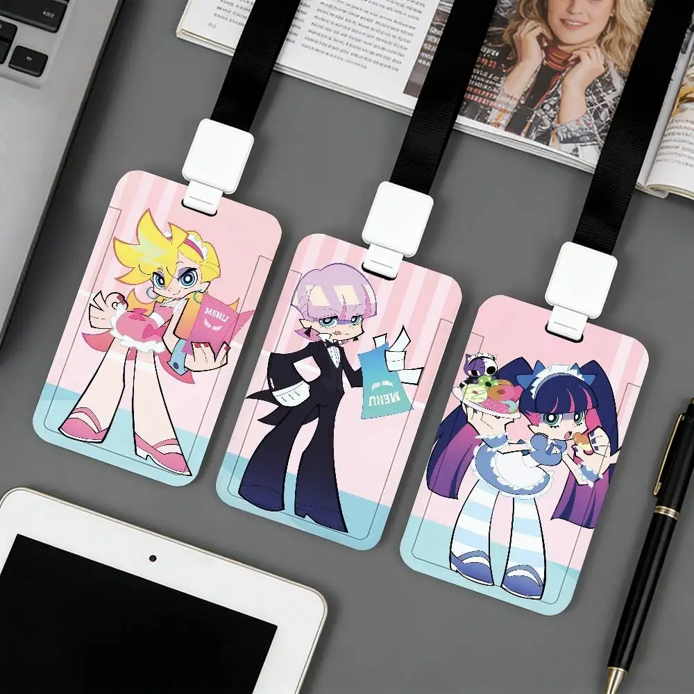 

Держатель для карт с изображением персонажей мультфильмов P-Panty Stocking, подходит для удостоверений личности, банковских карт, проездных билетов и рабочих пропусков.