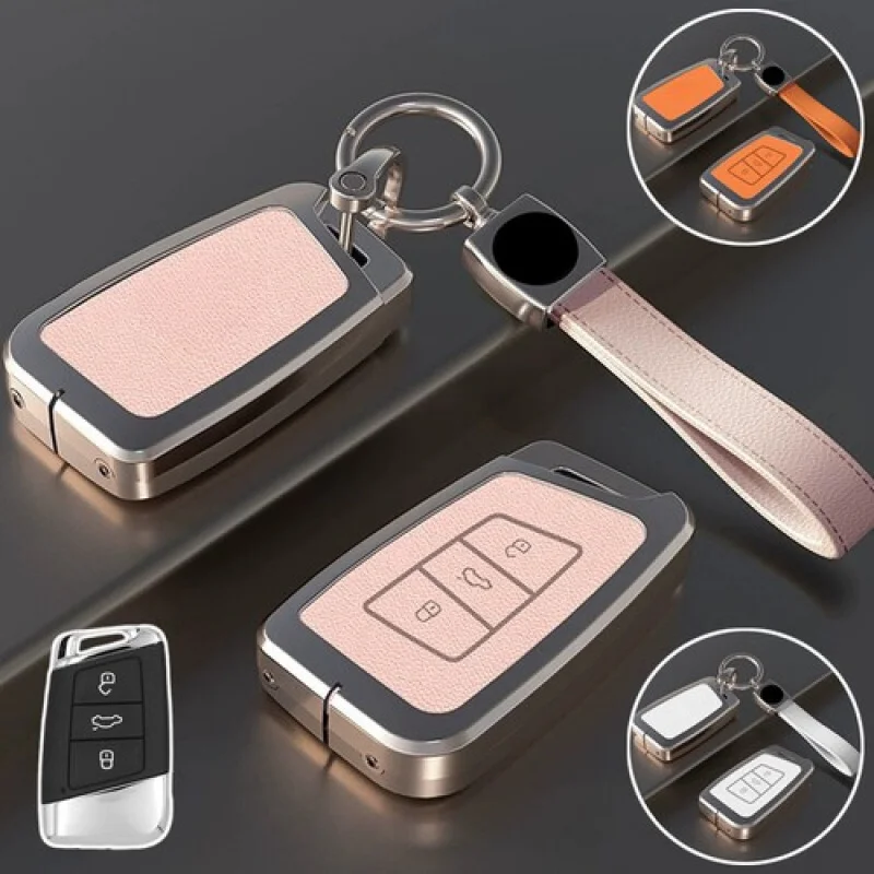 

Кожаный чехол для автомобильного смарт-брелока из цинкового сплава A + для VW Arteon Passat Atlas Jetta
