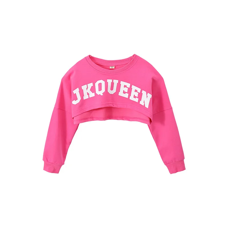 Girls Jazz Dance Outfit Set Hip Hop Girls Korean Style Pink Crop Top Kids Trendy Stage Performance Daily Practice Soft Dancewear