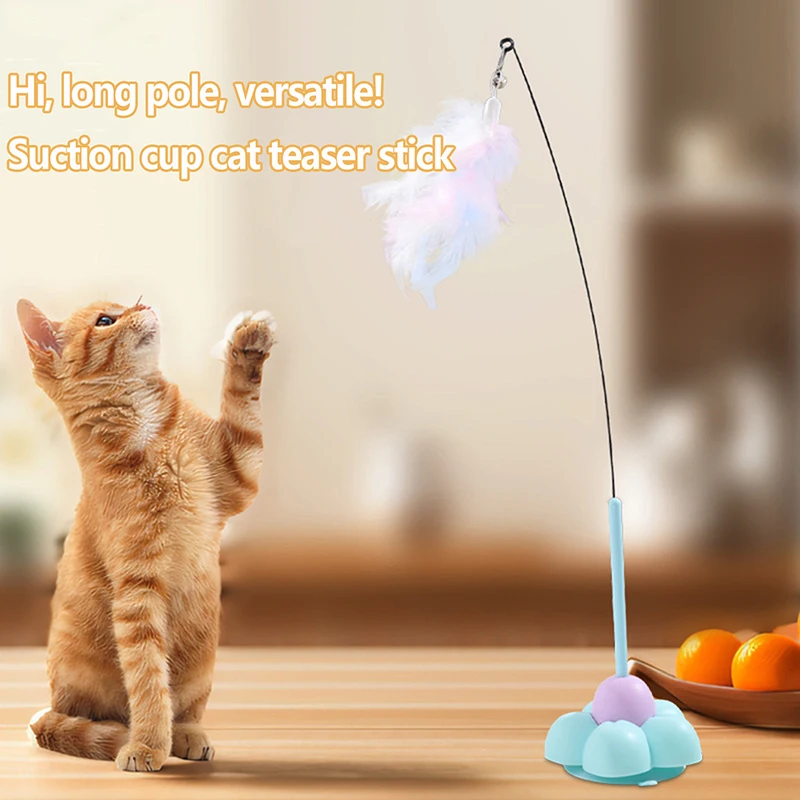 Interactive Cat Toy Cat Fluffy Feathers Toys Detachable Long Rod Cat Teaser Funny Bite-resistant Cat Teaser Pet Supplies