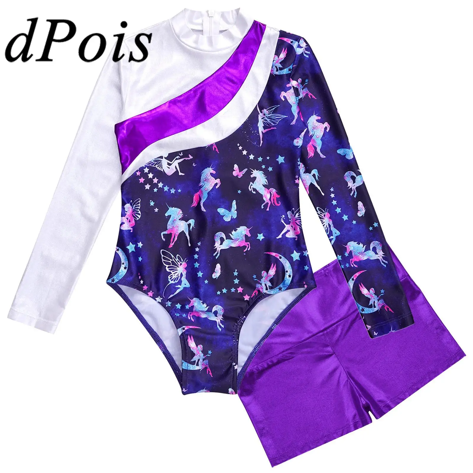

Балетный наряд для девочек, детский танцевальный купальник с длинными рукавами и шортами, детский гимнастический комбинезон, детская танцевальная одежда для выступлений