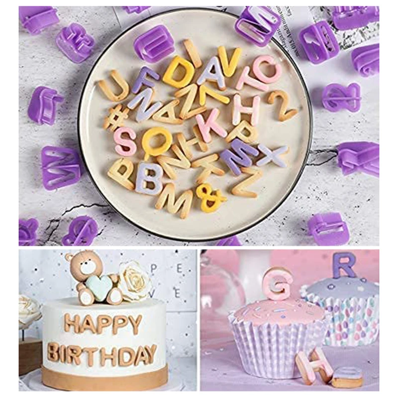 40pcs/set Alphabet Letter Mold Cookie Fondant Stamp Cake Cutter Digital Symbol Stamp Mold Kitchen Baking Tool