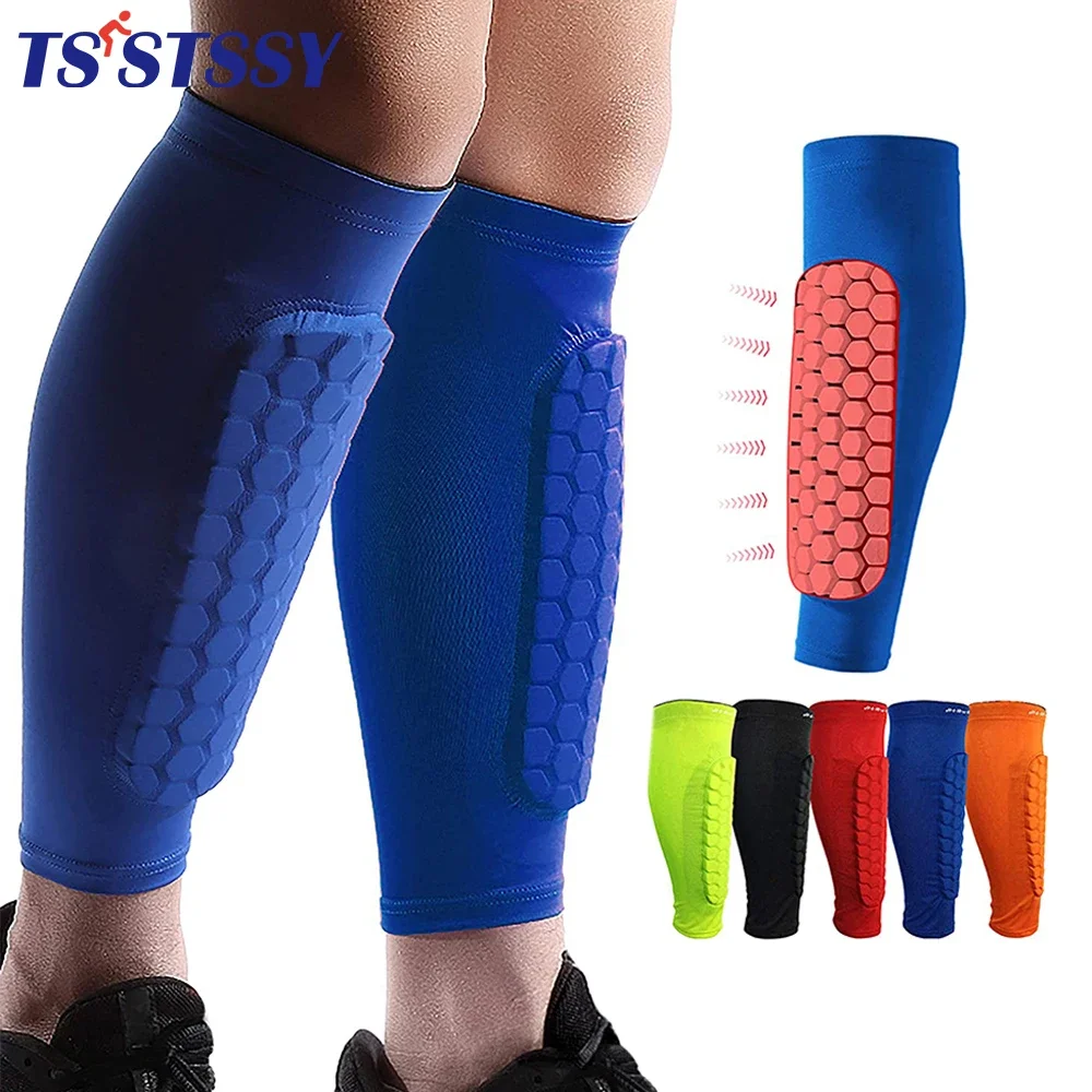 2Pcs/Pair Football Shin Guards Leg Sleeves Honeycomb Nylon Support Sock Shin Protector Soccer Gear Soccer Shields Sports Legging