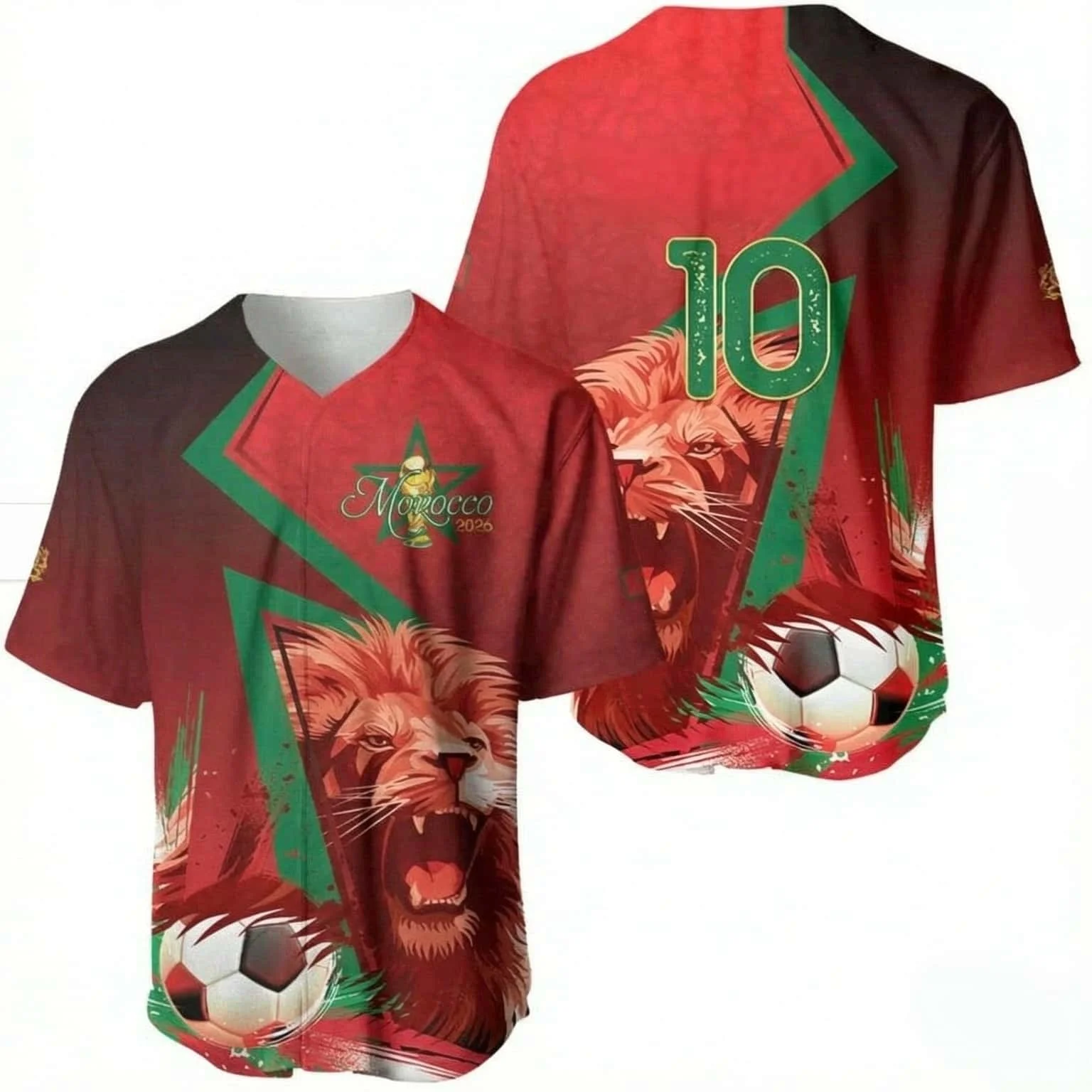 2026/27 New Moroccan Ethnic Inspired Sport Tee Red‑Green Animal Graphic Short‑Sleeve Quick‑Dry Family Matching Casual Tops