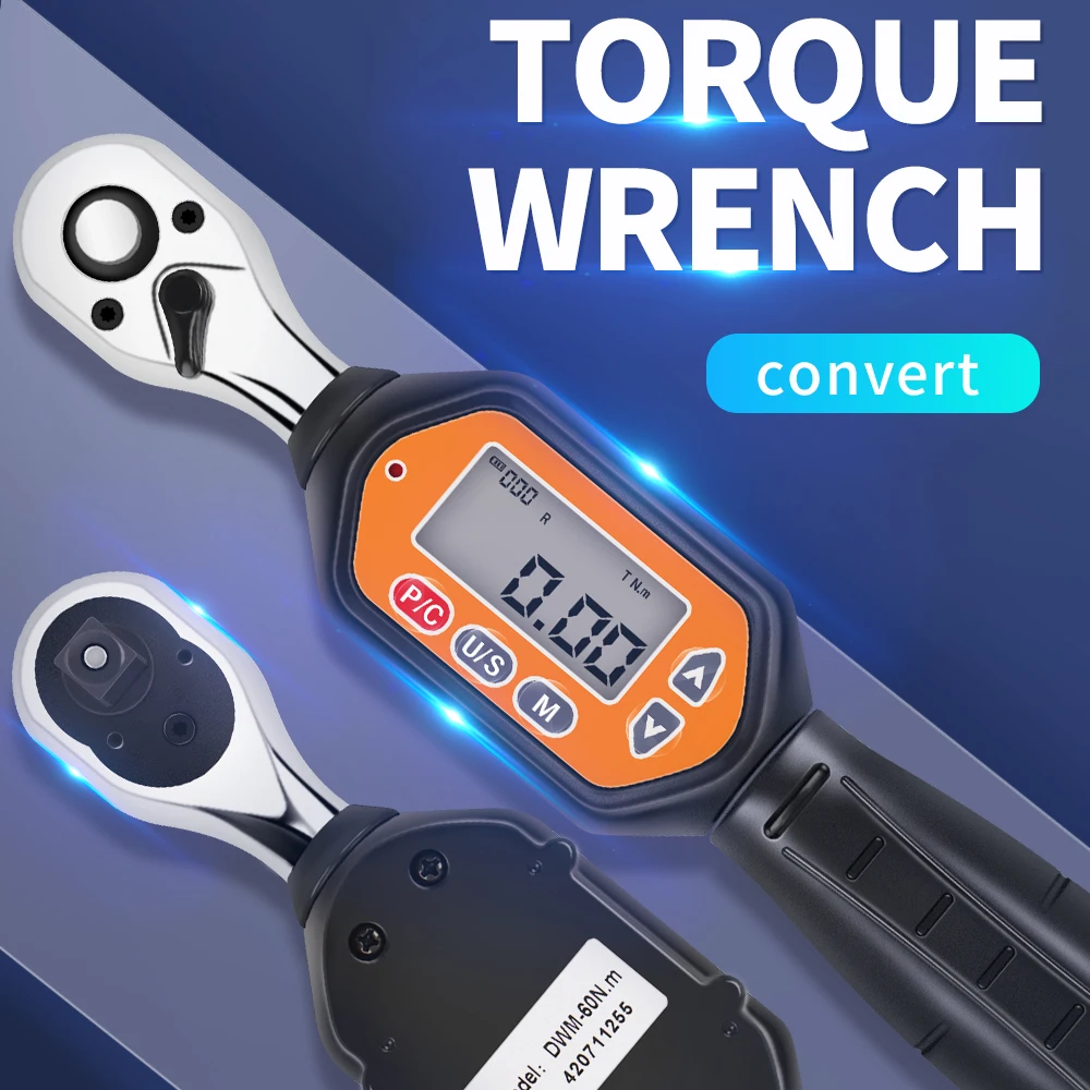 Digital Torque Wrench Adjustable Torque Preset Auto Repair Spark Electronic Torque Wrench for Bicycle Vehicle Maintenance