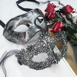 2 قطعة حفلات تنكرية قناع الكرة الأزواج البلاستيك الدانتيل حزب الكرة البندقية كرنفال هالوين قناع للرجال والنساء أفضل 8 تأثيري هوك امرأة مبيعا - No3