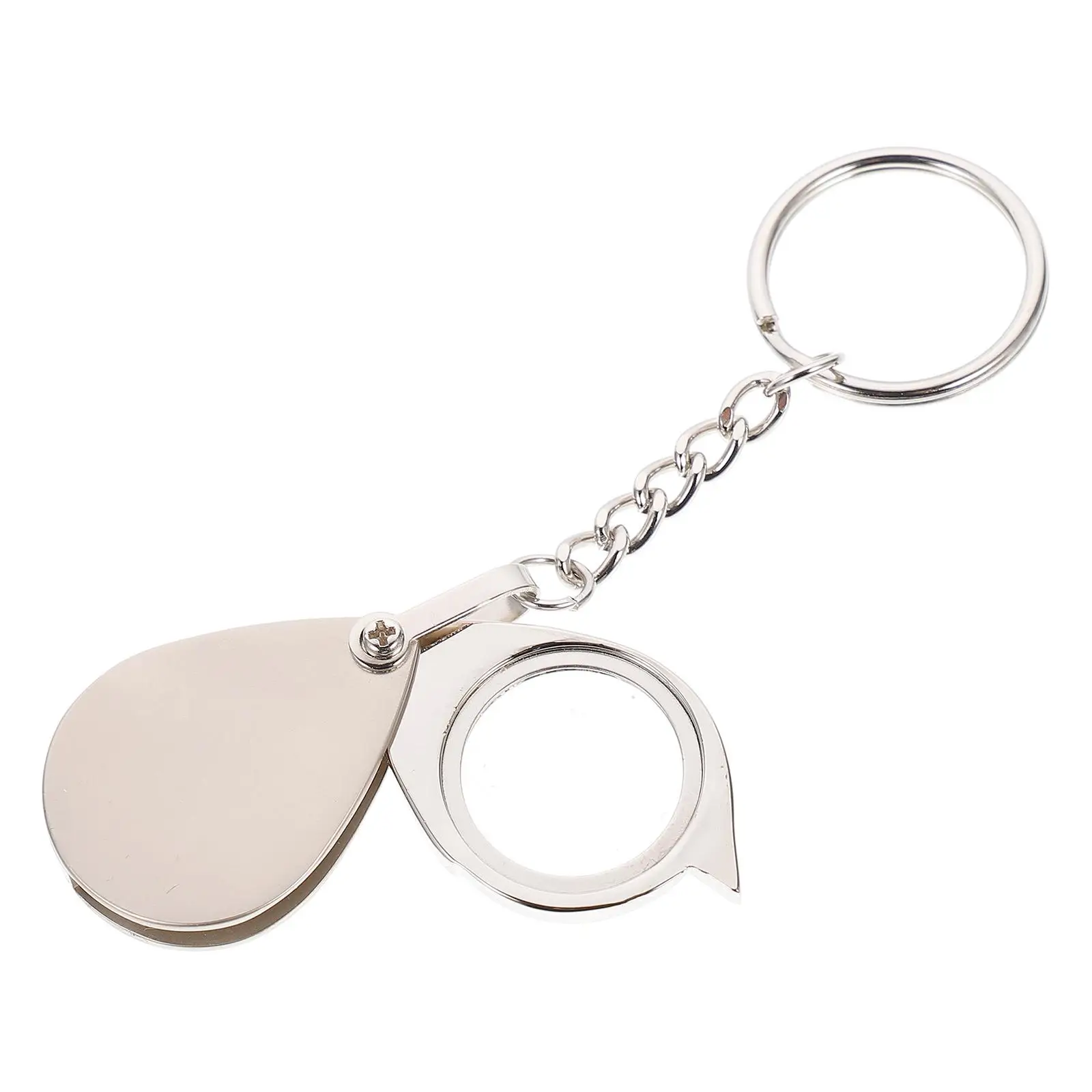 

Metal Magnifier Keychain High Precision Lens Foldable Case Protective Dust Travel Mini Keyrings Jewelry Tool Coin Stamp