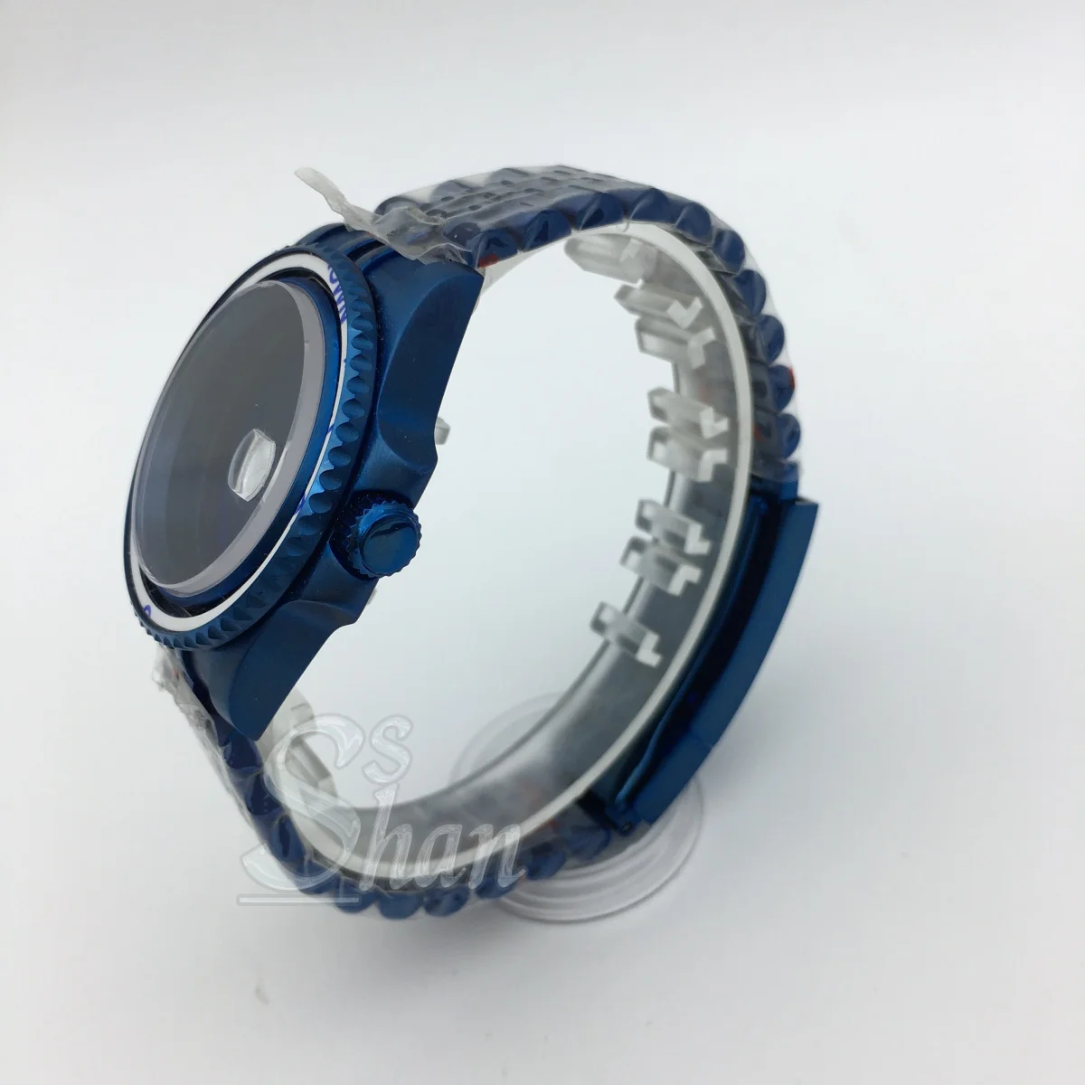 Caja y correa de cristal de zafiro resistente al agua azul de acero inoxidable de 40mm, adecuada para el movimiento NH35 NH36 NH34 Miyota ETA PT5000