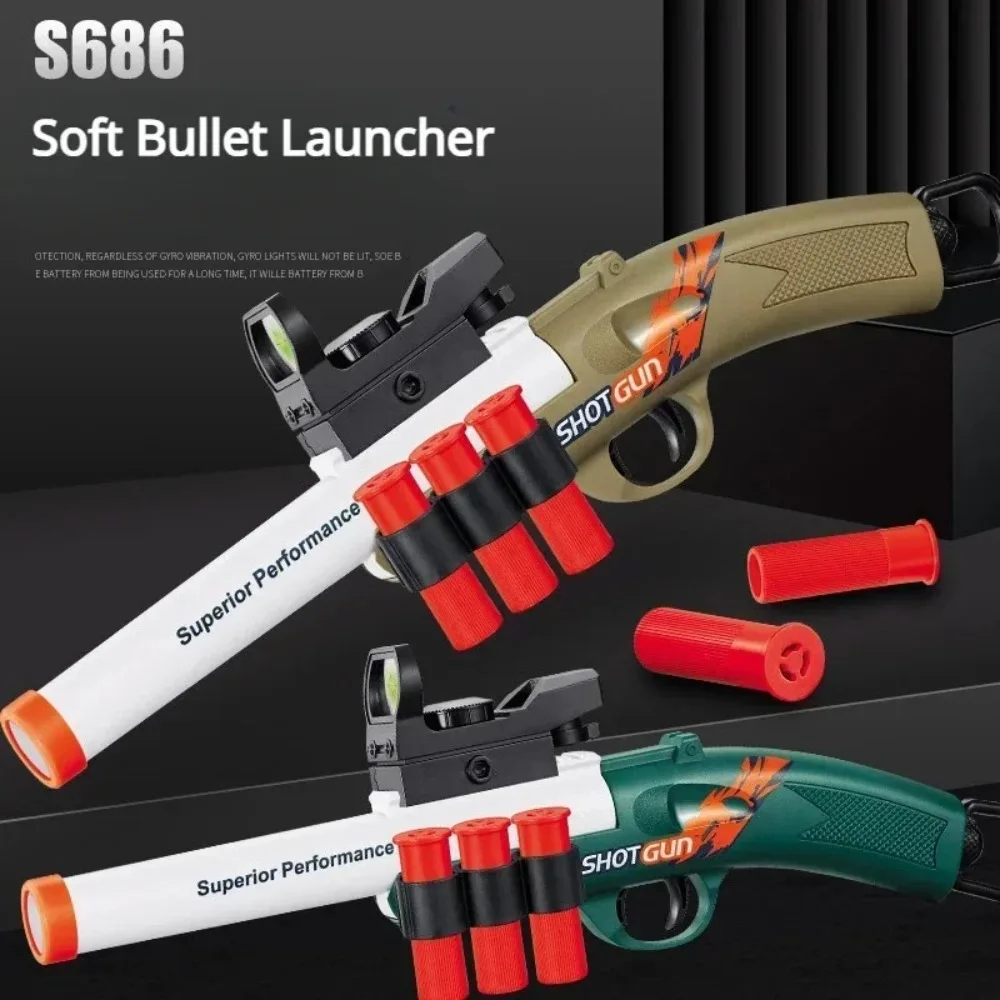 S686 Spray Shell Soft Bullet Gun Can Be Fired Toy Gun Manually Loaded Outdoor Sport CS Game Weapon for Children Boys Gift