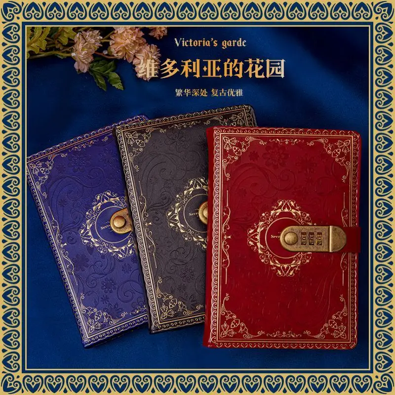 cuadernos-y-diarios-retro-victoria-garden-codebook-con-cerradura-agenda-manual-engrosado-cuaderno-120-hojas-240-paginas-145x217-mm