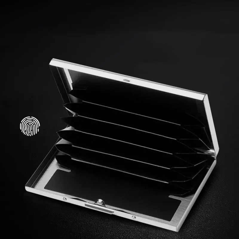 Business ID Credit Card Holder Box Metal Cards Organizer Case ID IC Bus Pass Card Storage Box Portable Card Wallet